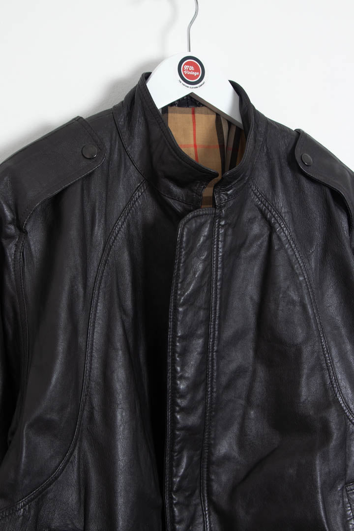 Image of Burberry Leather Bomber Jacket (M)