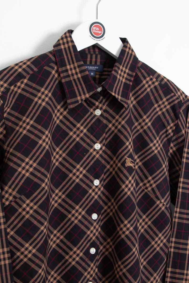 Image of Women's Burberry Long Sleeve Checkered Shirt (S)