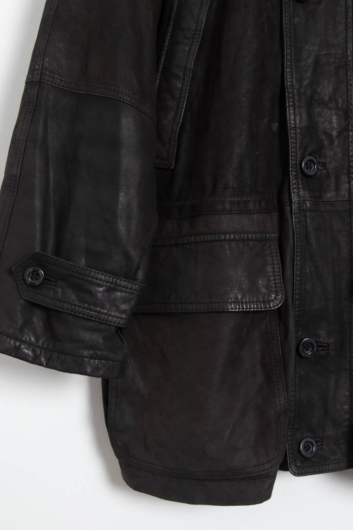 Image of Burberry Leather Parka Jacket (XL)