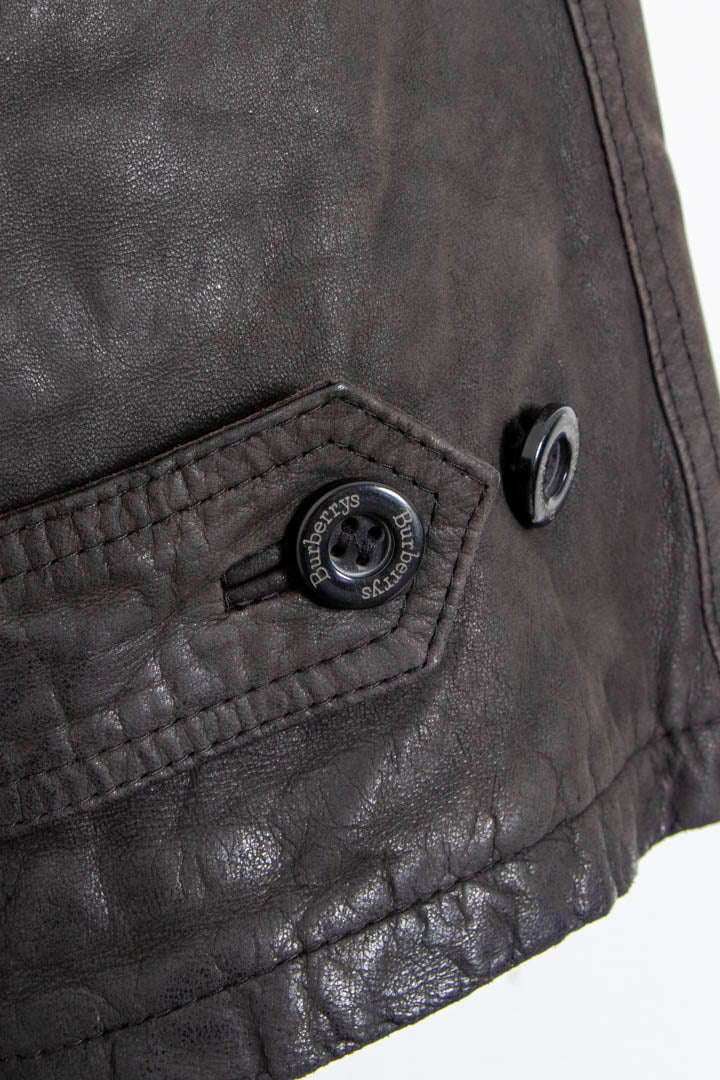 Image of Burberry Leather Parka Jacket (XL)