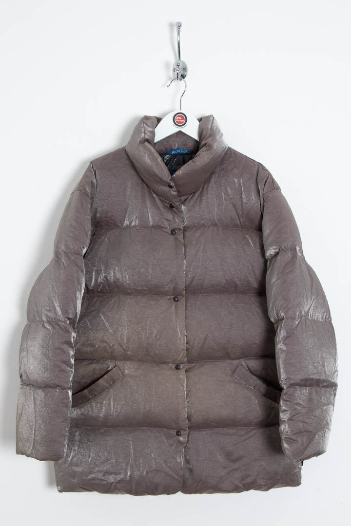 Image of Women's Moncler Grenoble Shimmer Metallic Down Puffer Coat (XL)