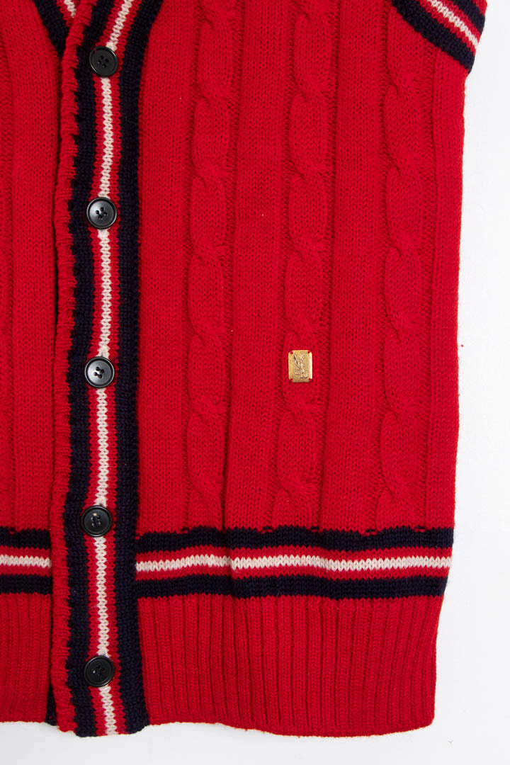 Image of Yves Saint Laurent Cable Knit Cardigan Vest (L)
