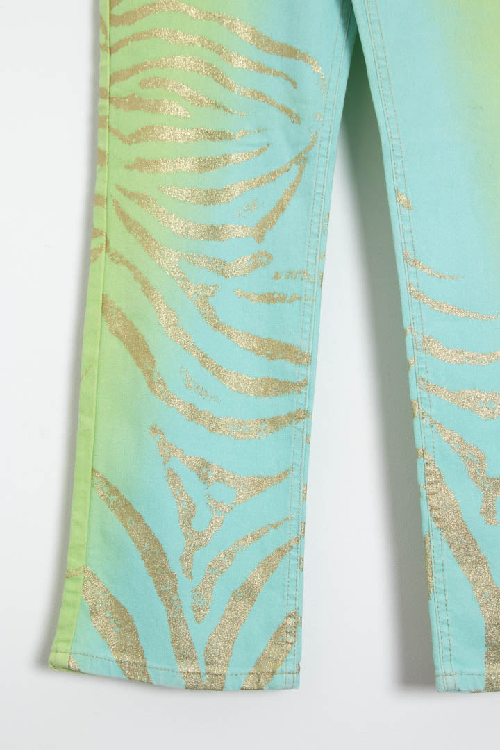 Image of Women's Roberto Cavalli Golden Zebra Glitter Jeans (UK 10)