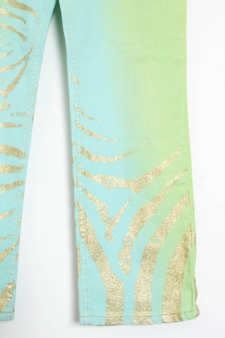 Image of Women's Roberto Cavalli Golden Zebra Glitter Jeans (UK 10)