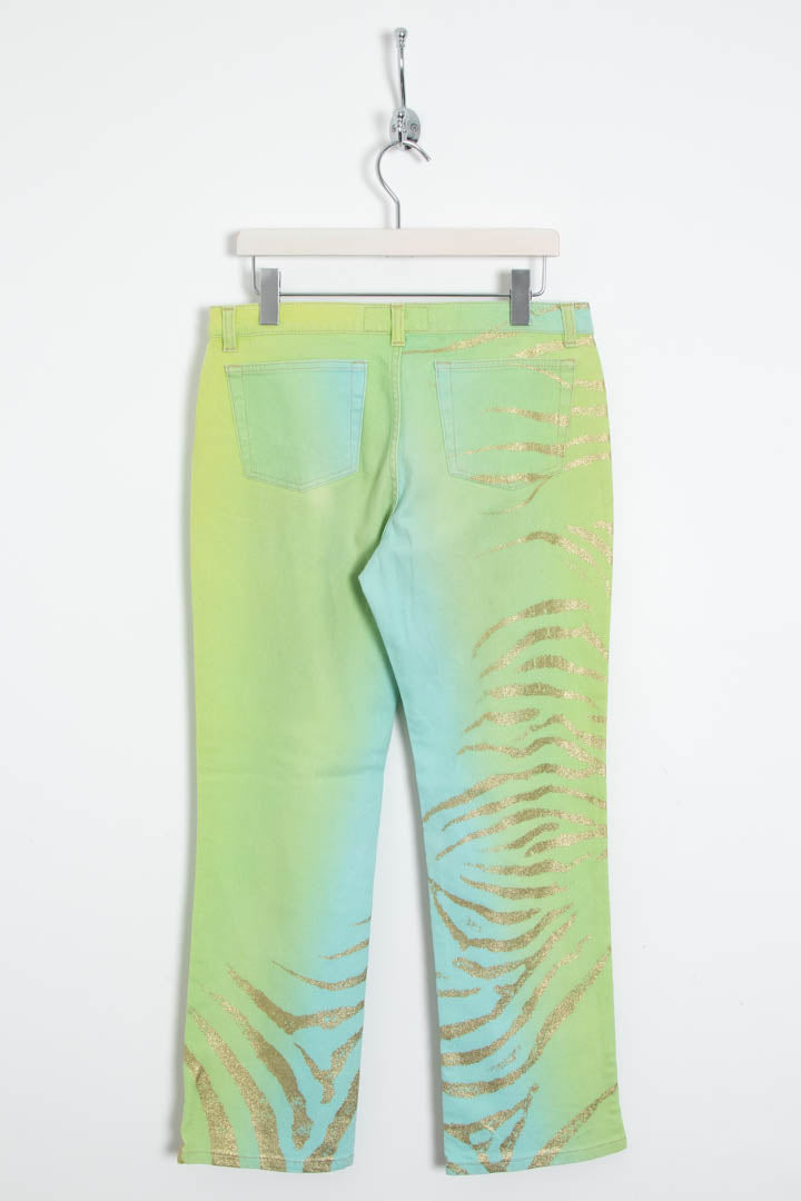 Image of Women's Roberto Cavalli Golden Zebra Glitter Jeans (UK 10)