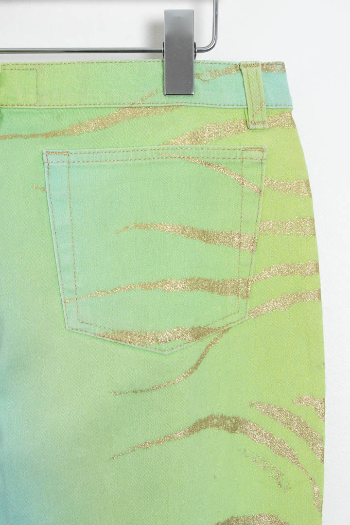 Image of Women's Roberto Cavalli Golden Zebra Glitter Jeans (UK 10)