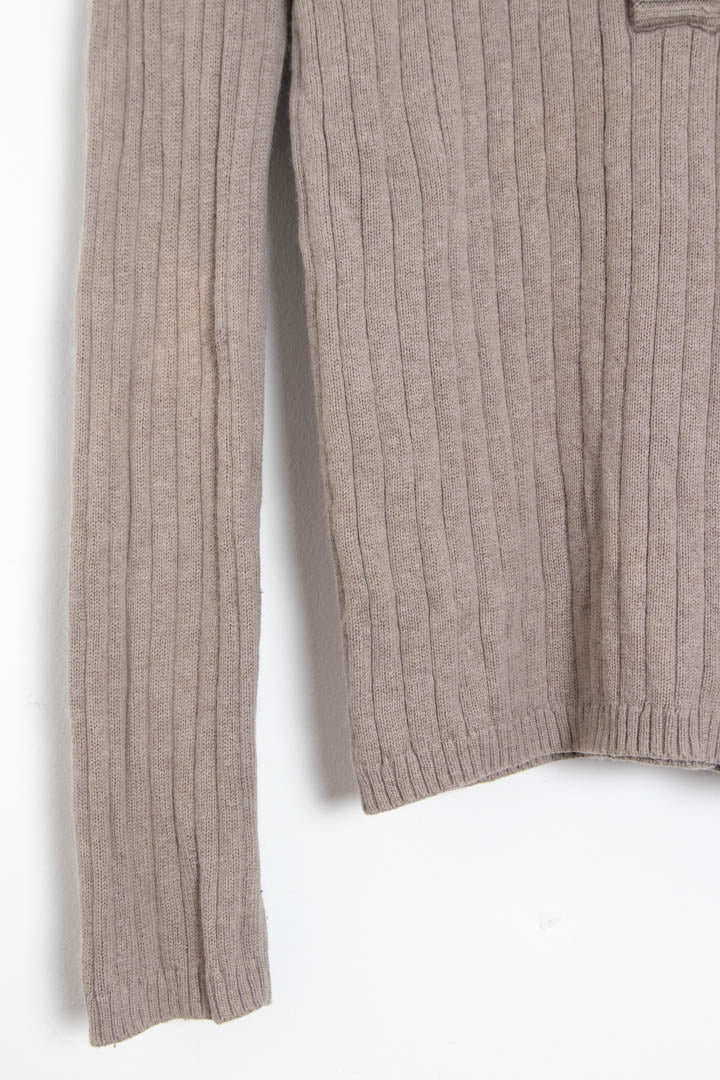 Image of Burberry Half Button Ribbed Knitted Sweater (XS)