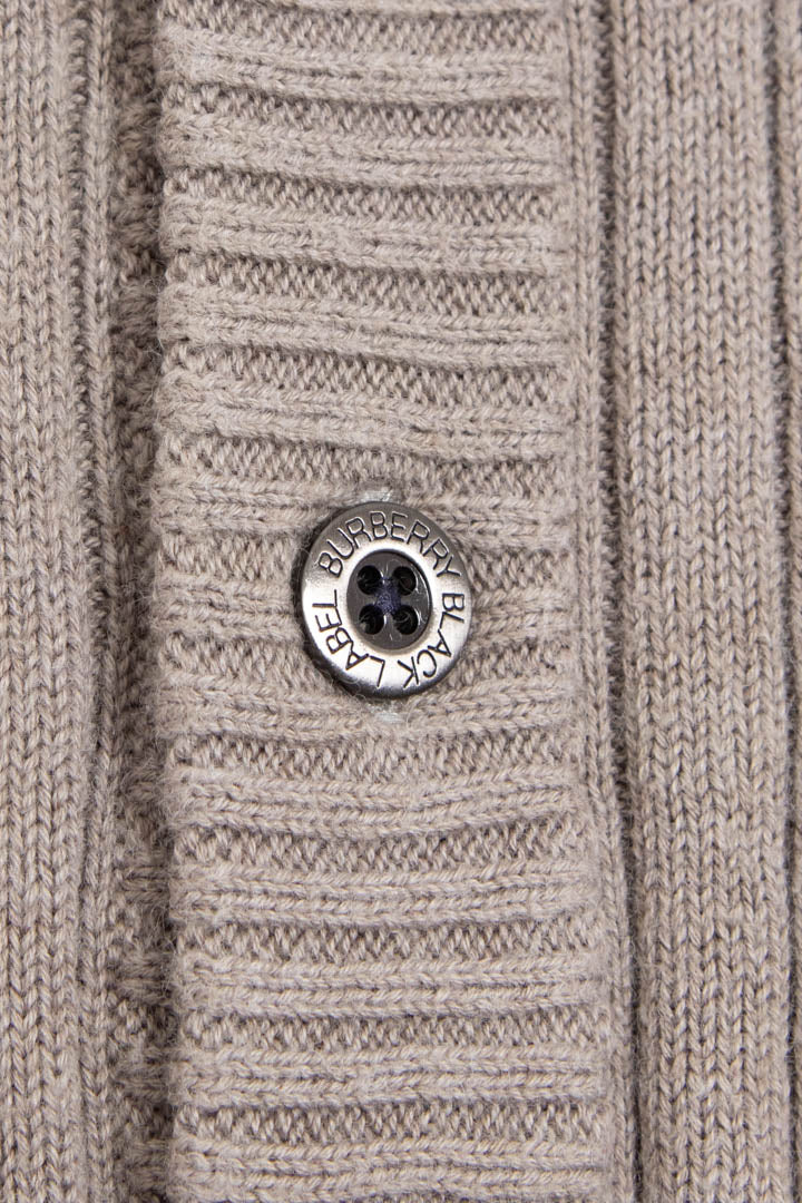 Image of Burberry Half Button Ribbed Knitted Sweater (XS)