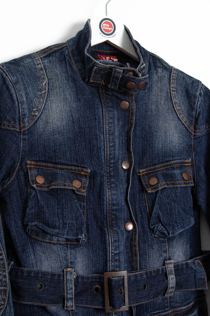 Image of Women's Belted Denim Military Jacket (S)