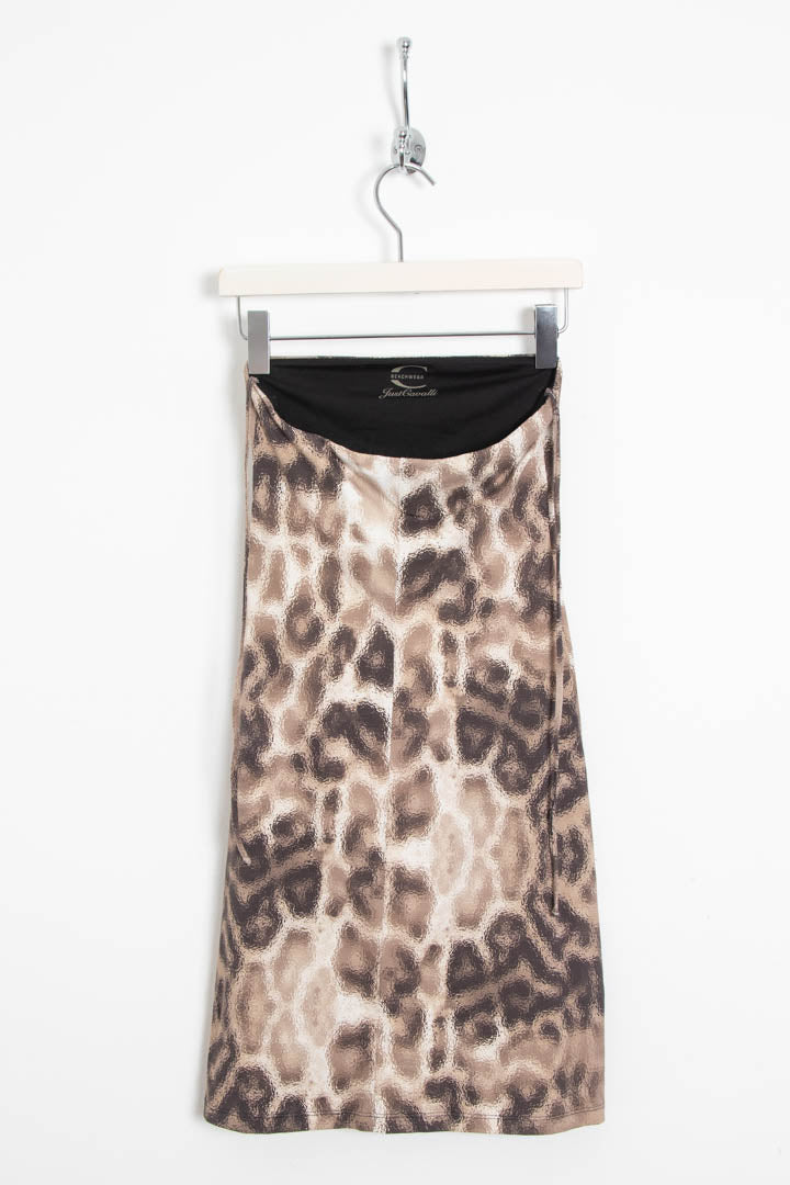 Image of Women's Just Cavalli Leopard Print Bandeau Mini Bodycon Dress (UK 8)