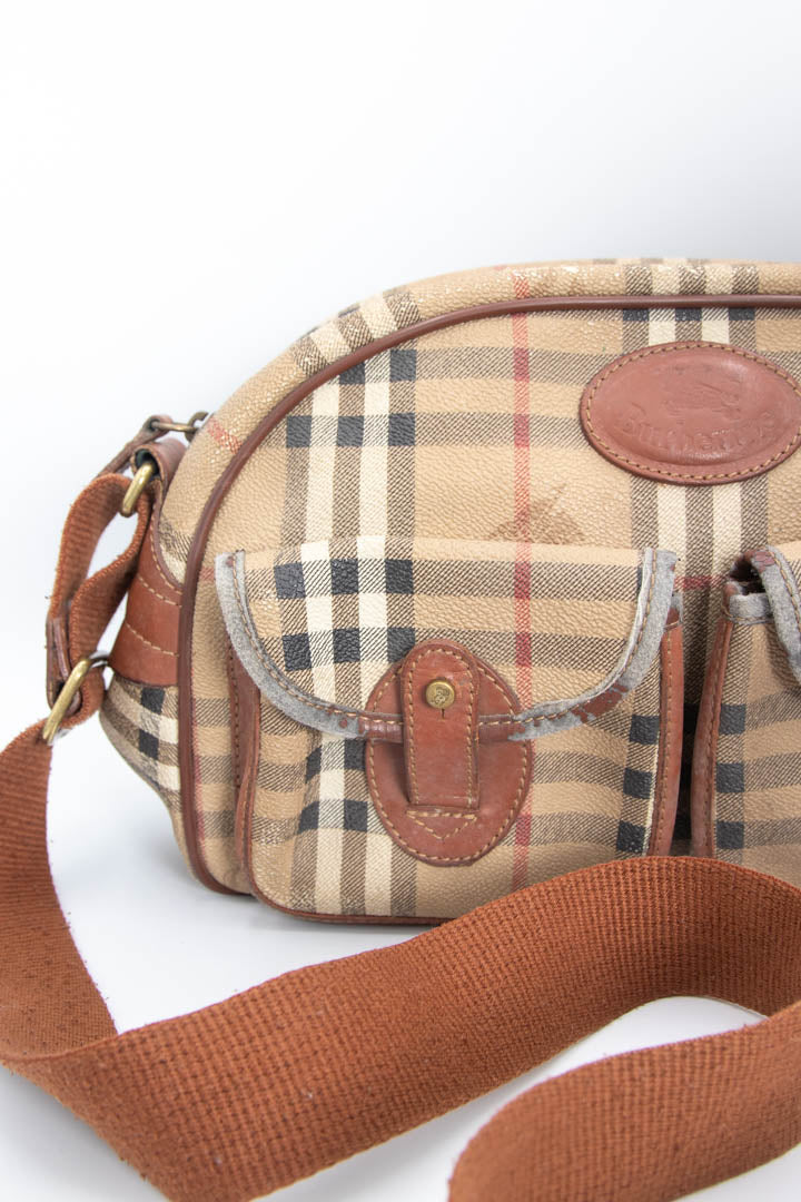 Image of Burberry Nova Check Messenger Crossbody Bag