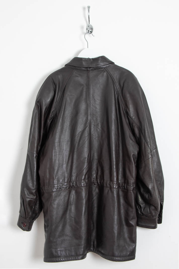 Image of Burberry Nova Check Lined Leather Parka Jacket (L)