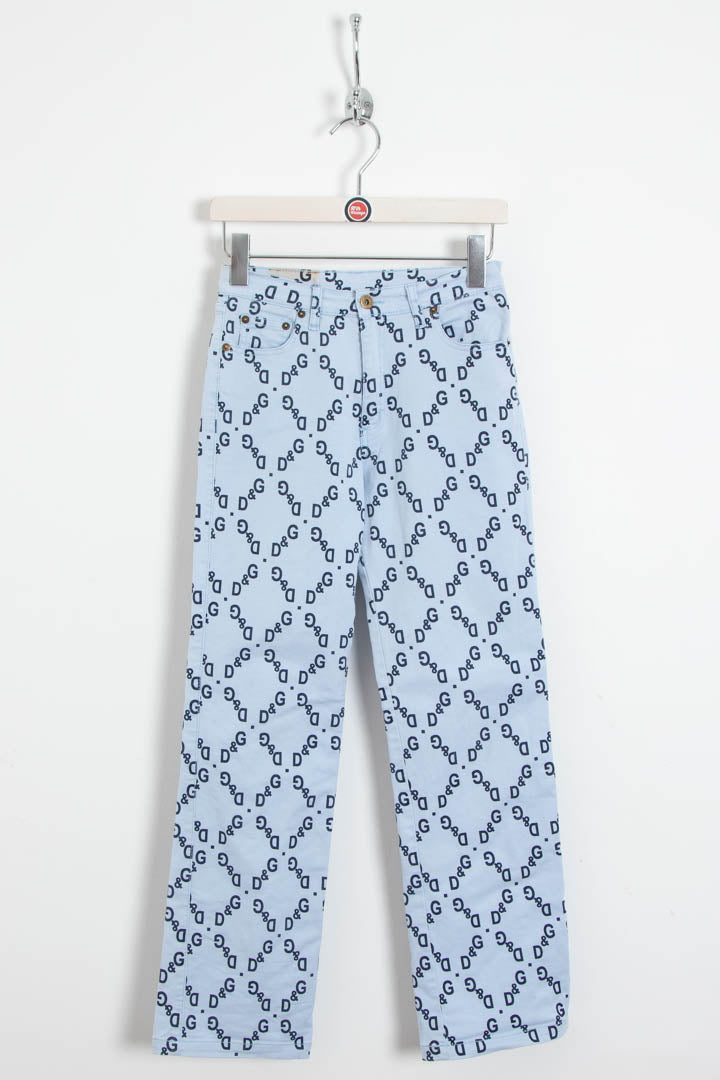 Image of Women's D&G Monogram Repeat Logo Straight Leg Denim Jeans (UK 6)