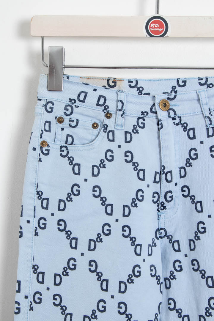 Image of Women's D&G Monogram Repeat Logo Straight Leg Denim Jeans (UK 6)