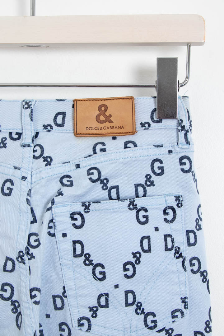Image of Women's D&G Monogram Repeat Logo Straight Leg Denim Jeans (UK 6)