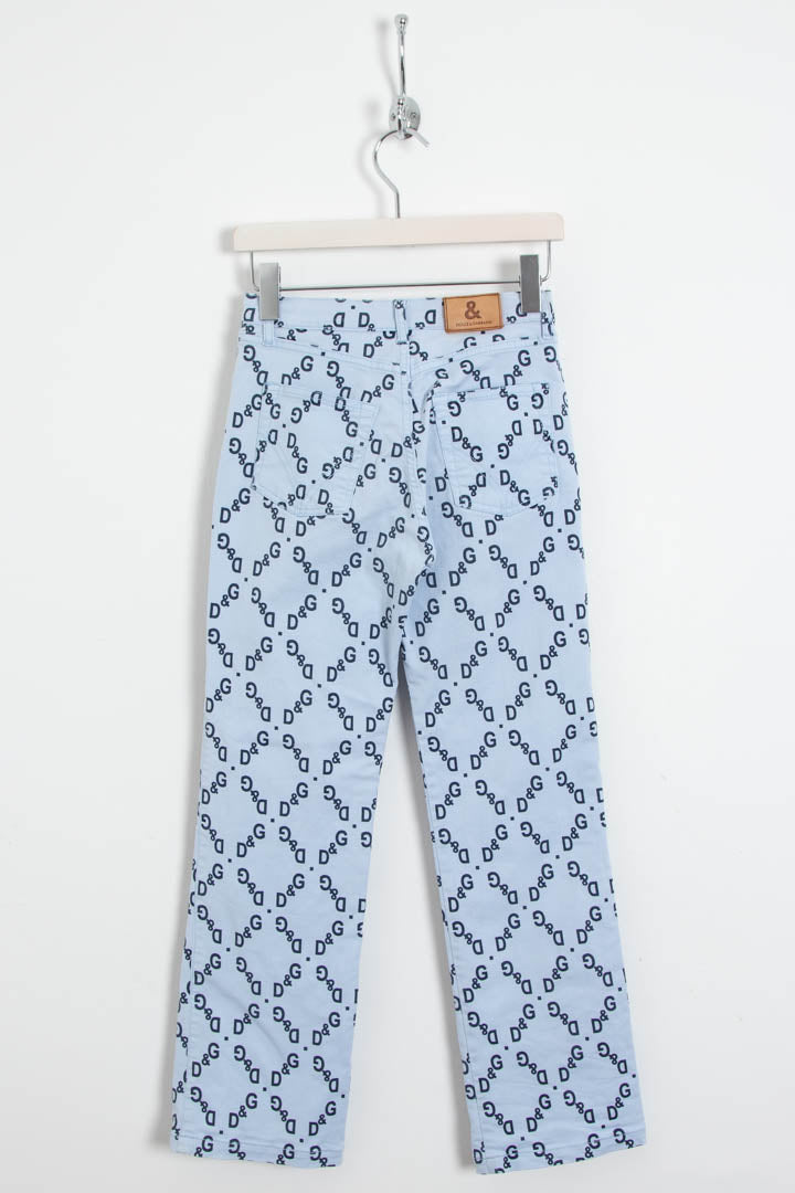 Image of Women's D&G Monogram Repeat Logo Straight Leg Denim Jeans (UK 6)
