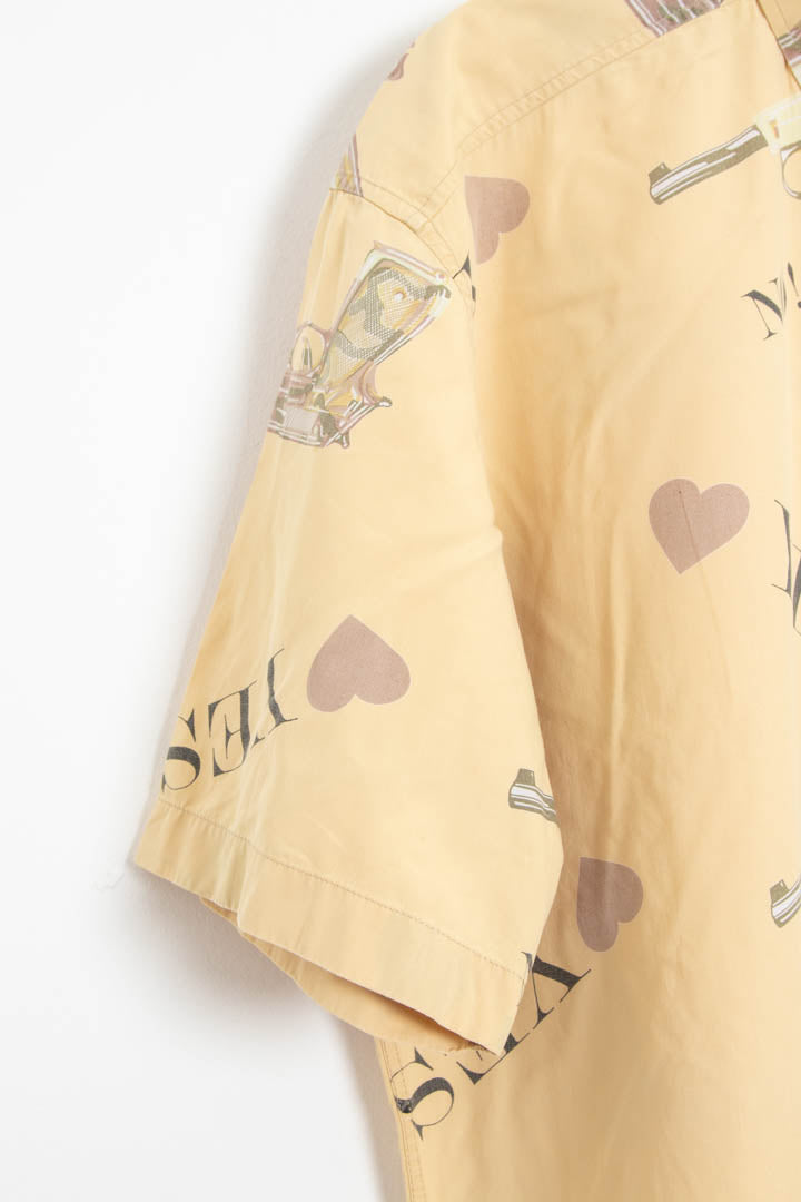 Image of Moschino Mendini Pistol Graphic Short Sleeve Shirt (XL)