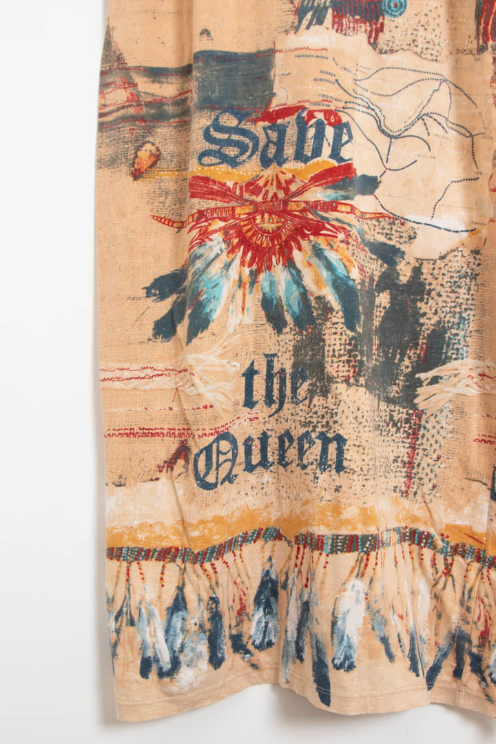 Image of Women's Save The Queen Native American Print Maxi Dress (UK 10)