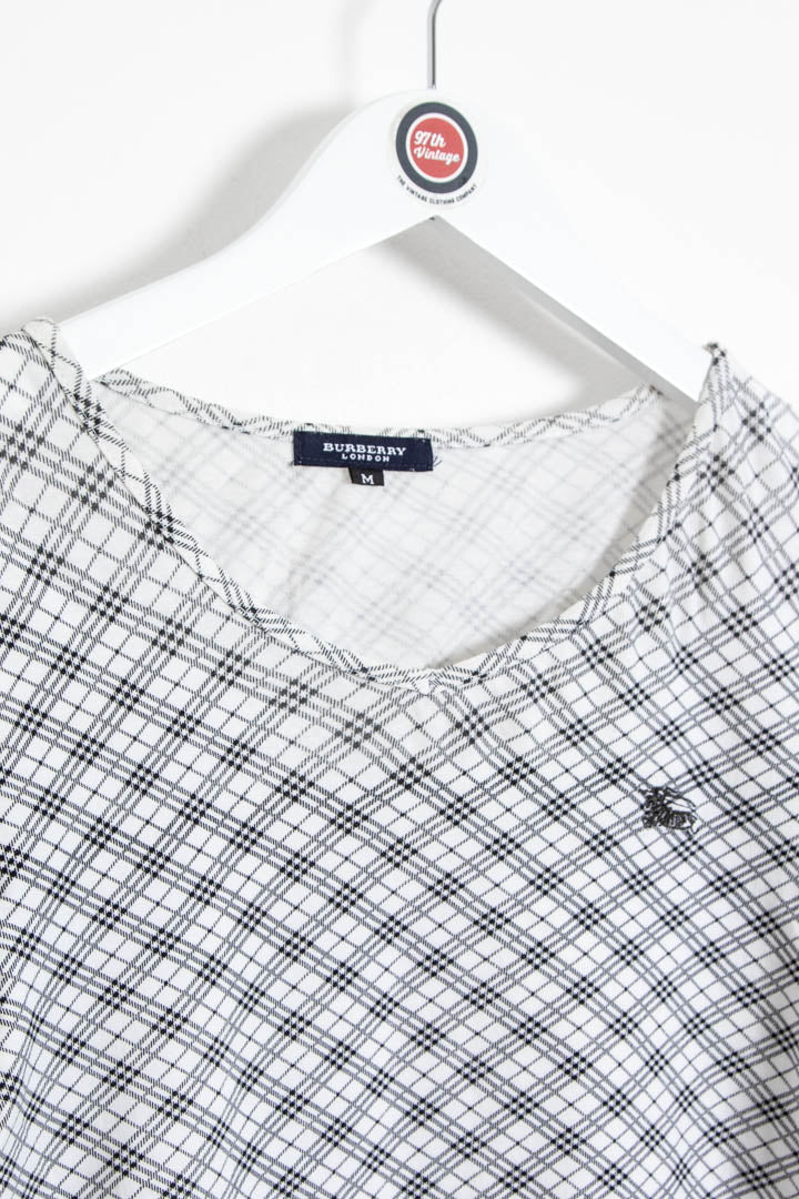 Image of Women's Burberry Nova Check Boatneck Long Sleeve Top (S)