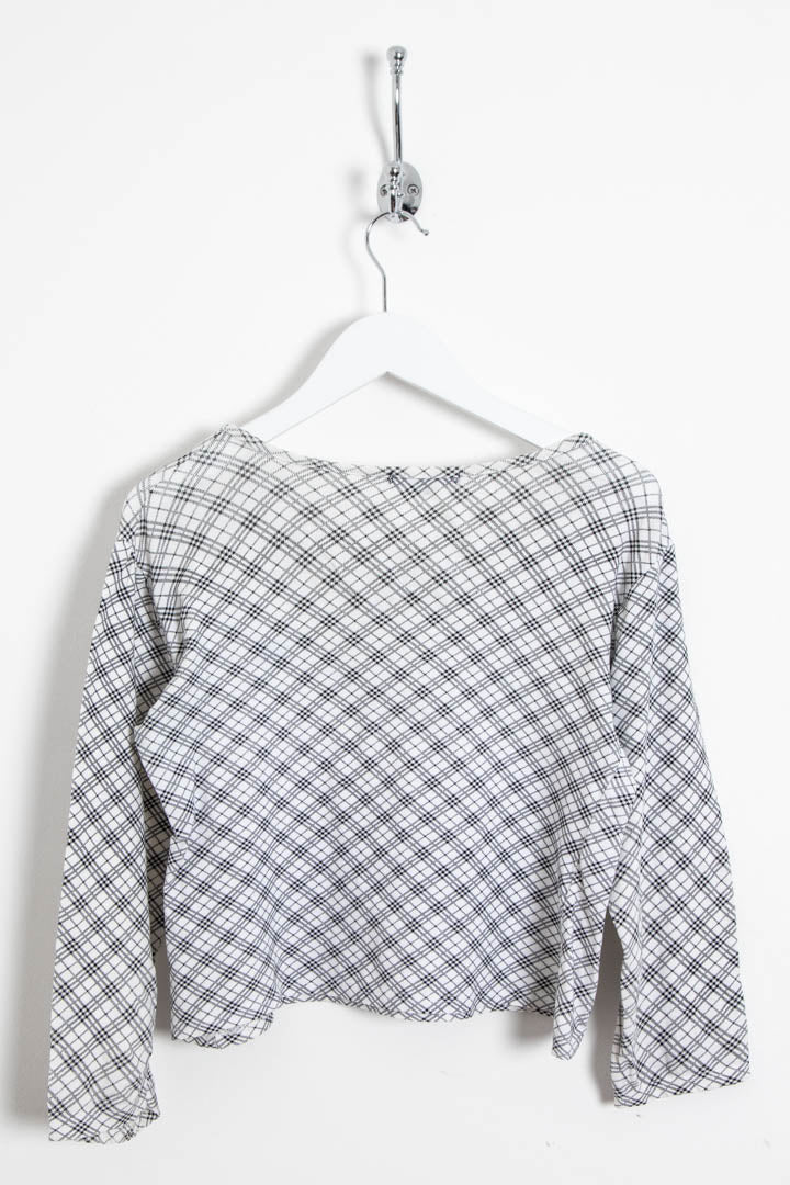 Image of Women's Burberry Nova Check Boatneck Long Sleeve Top (S)