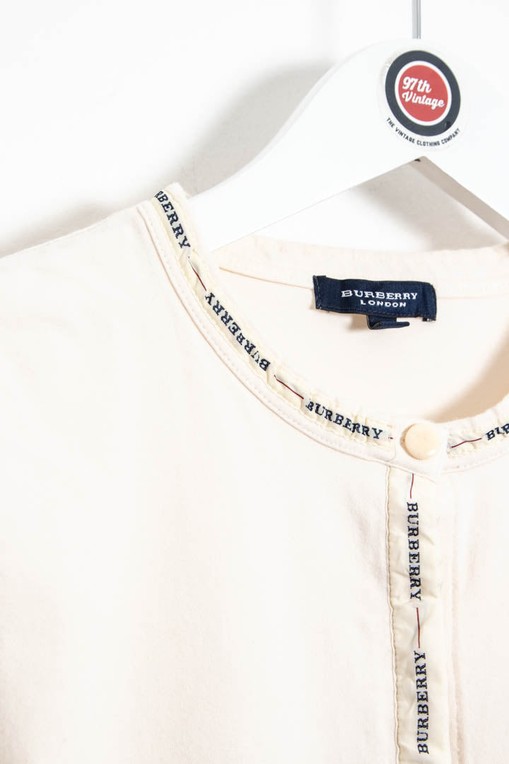 Women's Burberry Tape Logo Button Up Jumper (S)