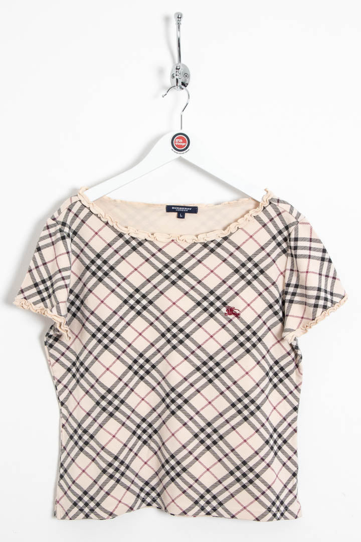 Image of Women's Burberry Nova Check Boatneck Top (L)
