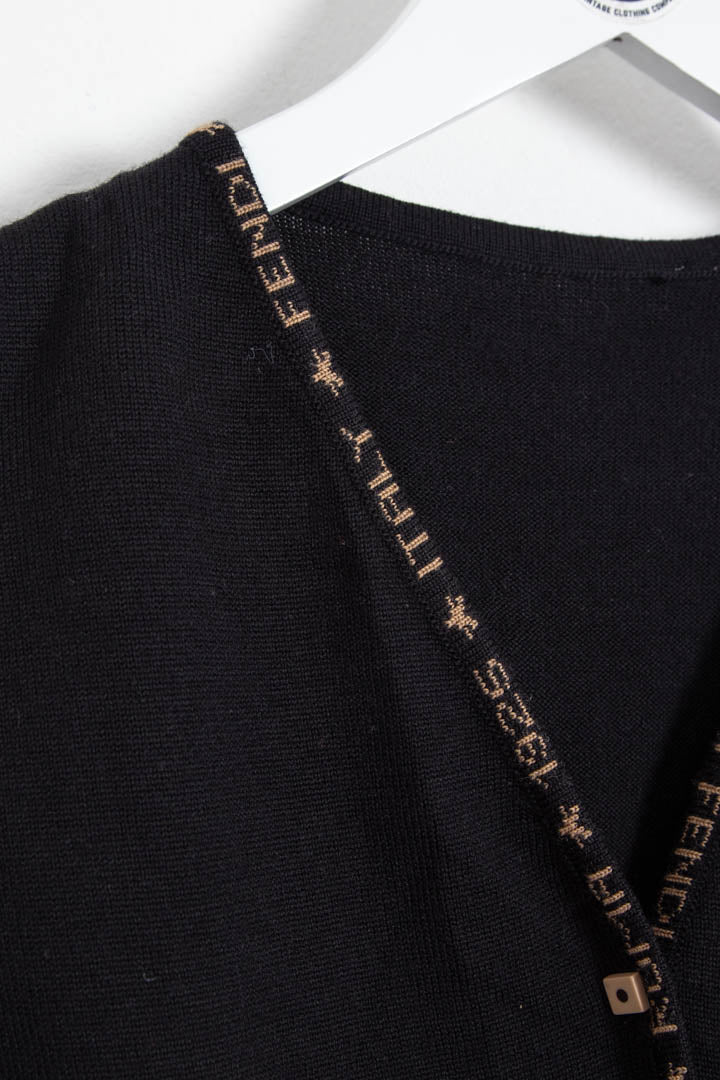 Image of Women's Fendi Logo Patterned Knitted Sweater Vest (S)