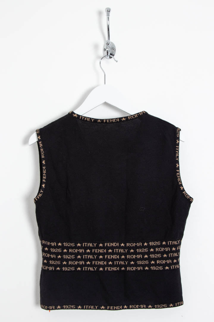 Image of Women's Fendi Logo Patterned Knitted Sweater Vest (S)