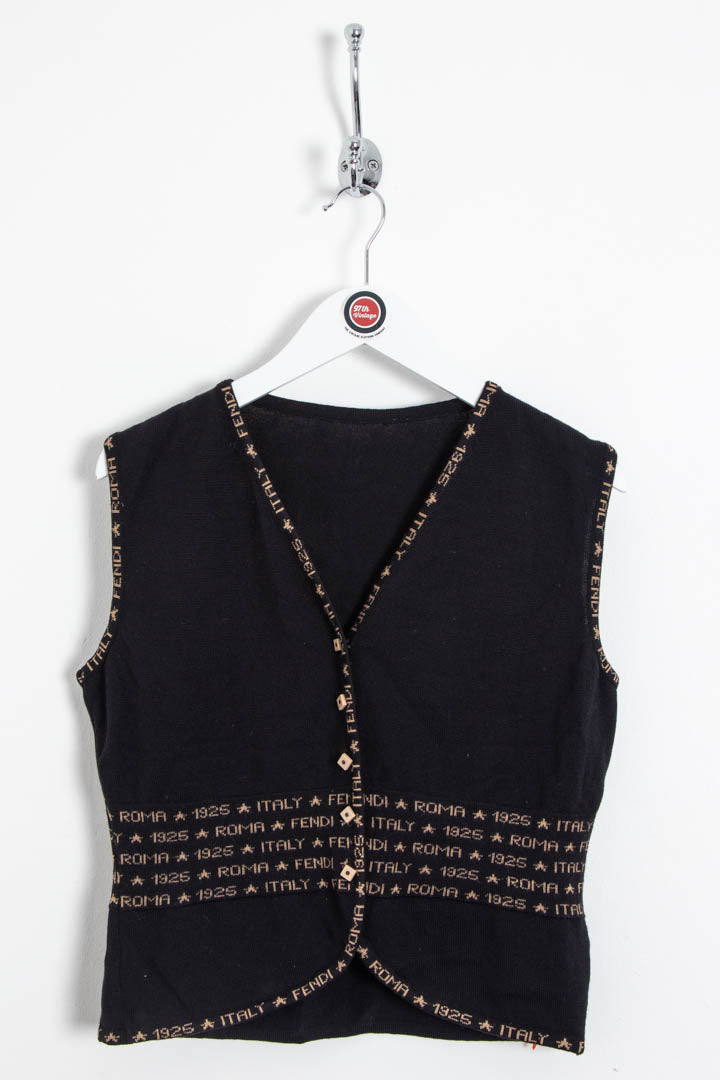 Image of Women's Fendi Logo Patterned Knitted Sweater Vest (S)