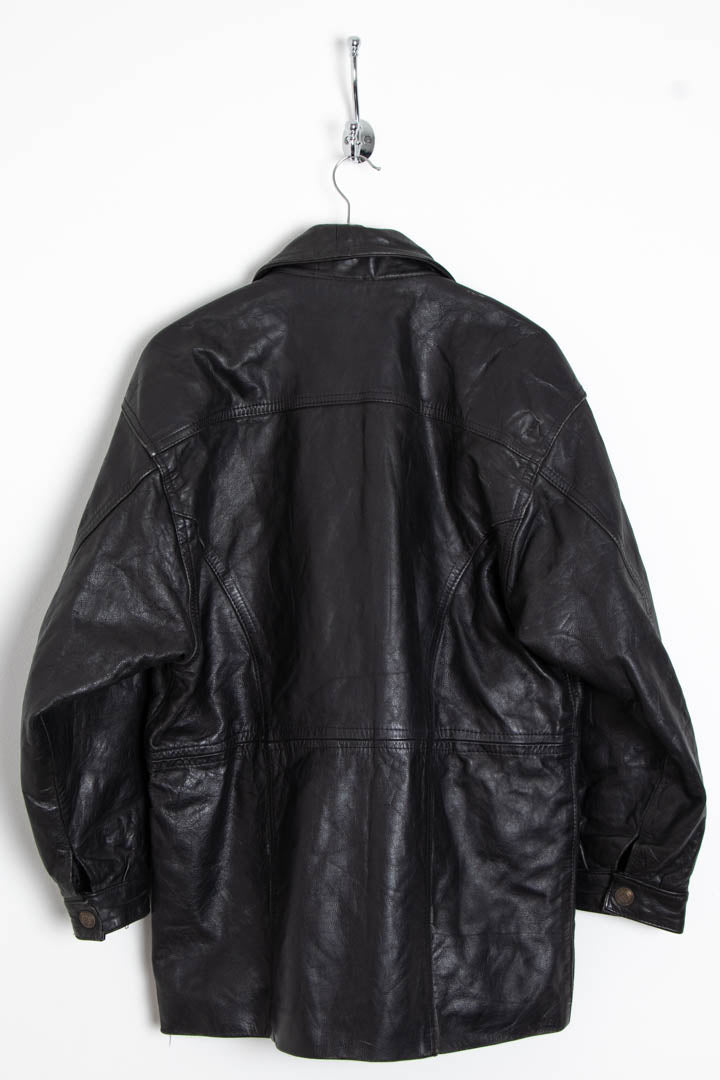 Image of Black Fireman Clasp Leather Jacket (S)