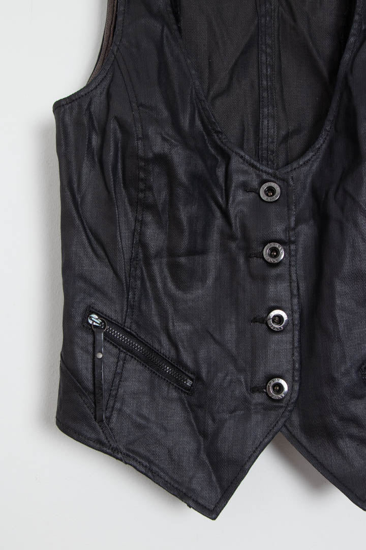 Image of Women's Armani Jeans Leather Waistcoat (XS)