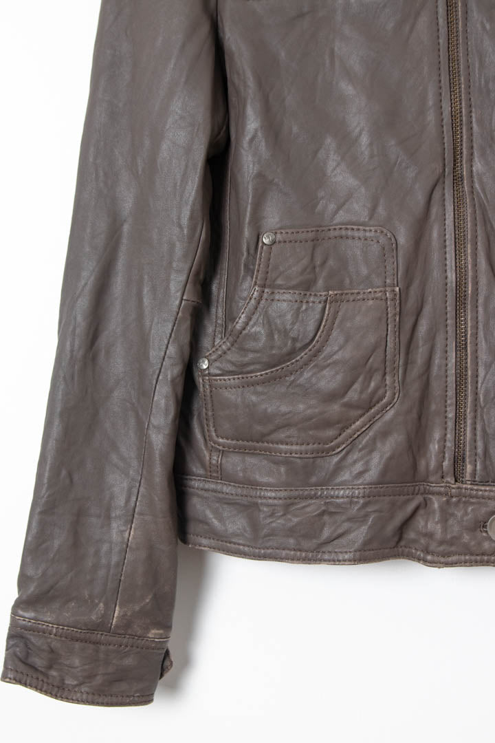 Image of Women's Naf Naf Leather Biker Jacket (S)