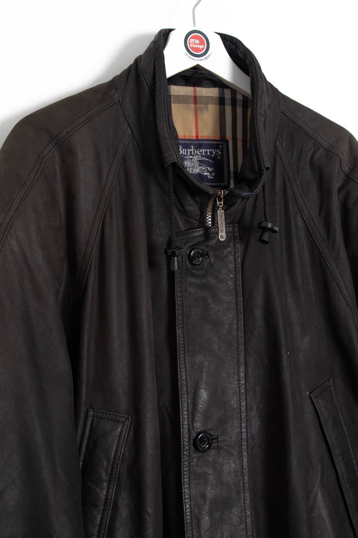 Image of Burberry Nubuk Leather Parka Coat (XL)