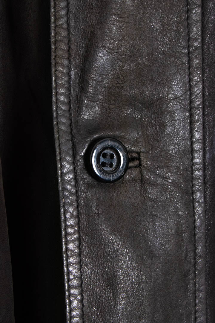 Image of Burberry Nubuk Leather Parka Coat (XL)