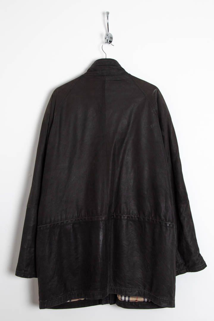 Image of Burberry Nubuk Leather Parka Coat (XL)