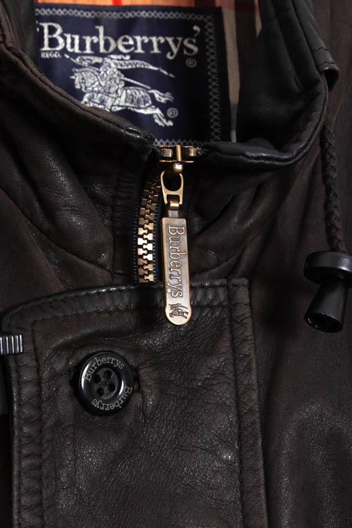 Image of Burberry Nubuk Leather Parka Coat (XL)