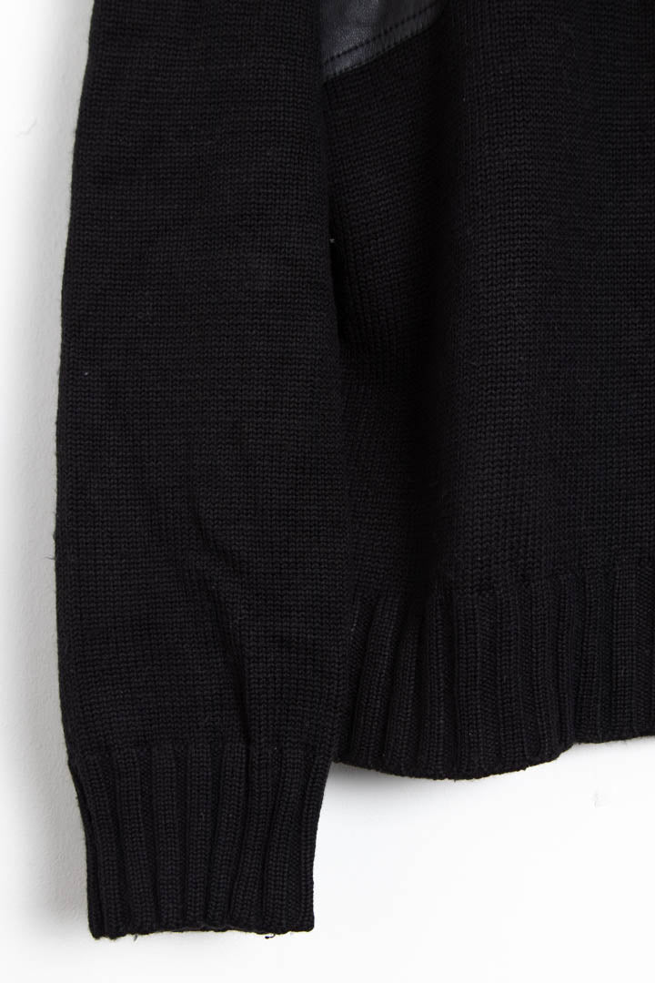 Image of Versace Wool Leather 1/4 Zip Knitted Jumper (M)