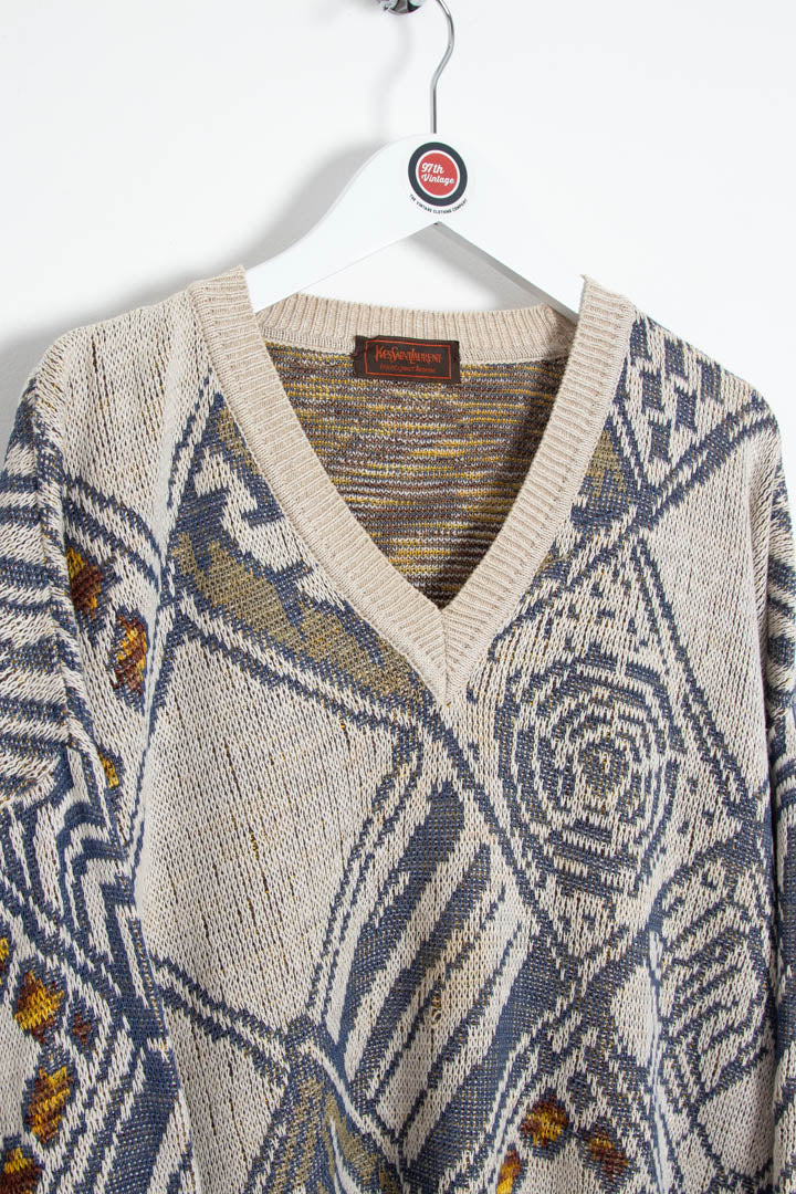 Image of Women's YSL V neck Knitted Jumper (XL)