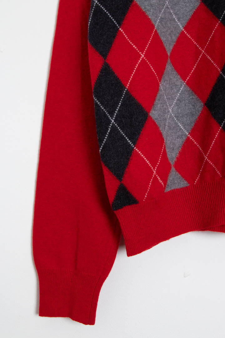 Image of Prada Argyle Jacquard Crew Neck Wool Jumper (S)