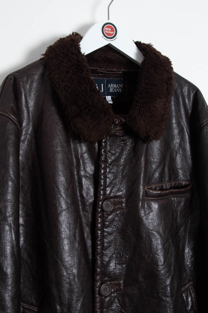 Image of Women's Armani Jeans Faux Leather Aviator Jacket (XL)