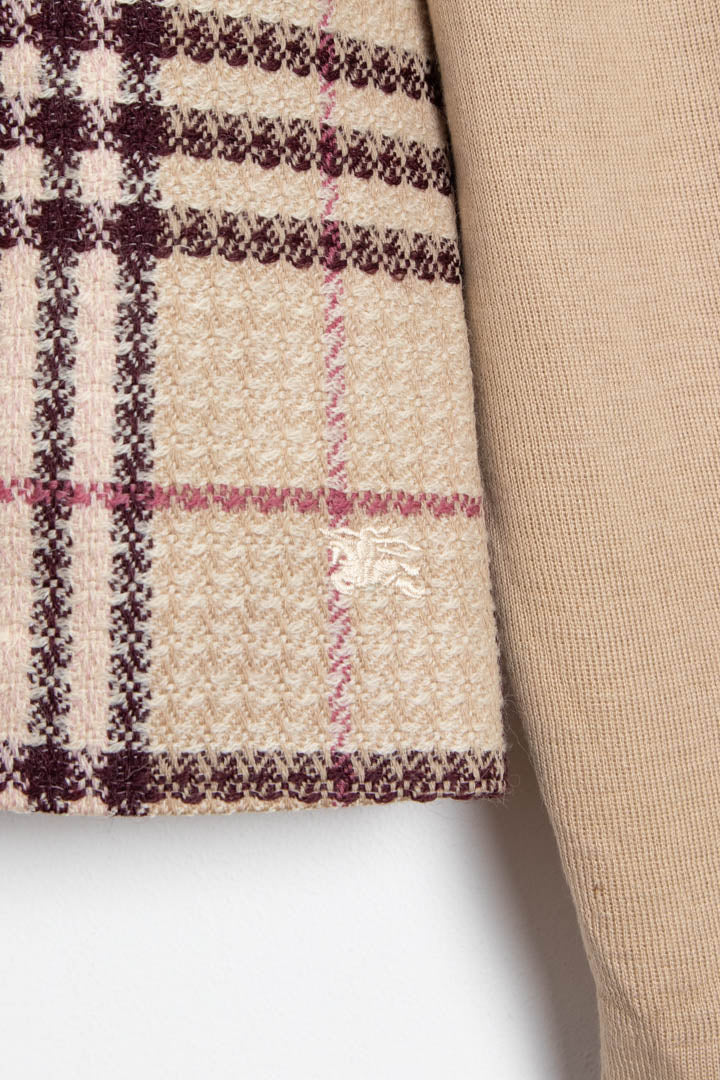 Image of Women's Burberry Zip Through Nova Check Knitted Jacket (L)