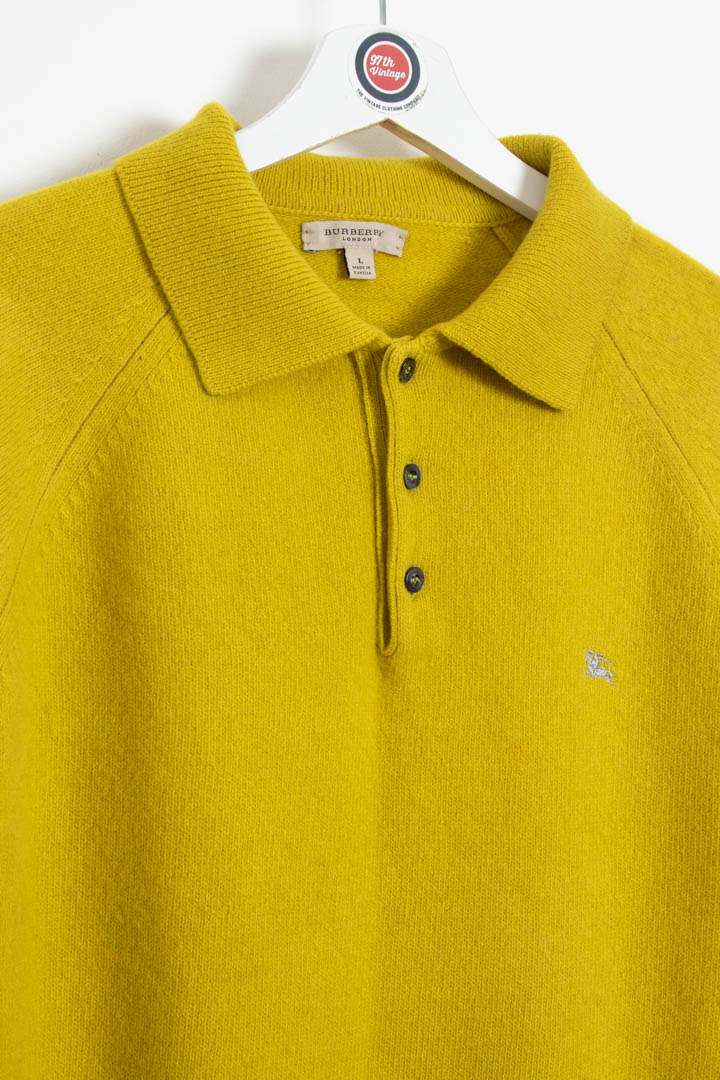 Image of Burberry Long Sleeve Polo Wool Jumper (M)