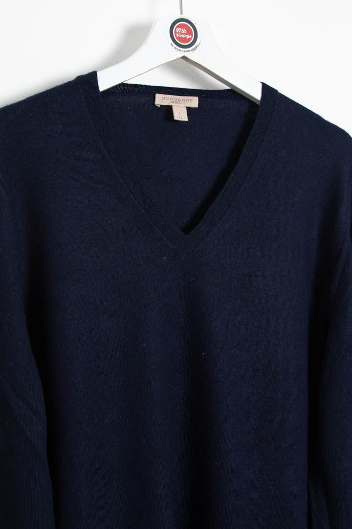 Image of Burberry V Neck Wool Jumper (M)