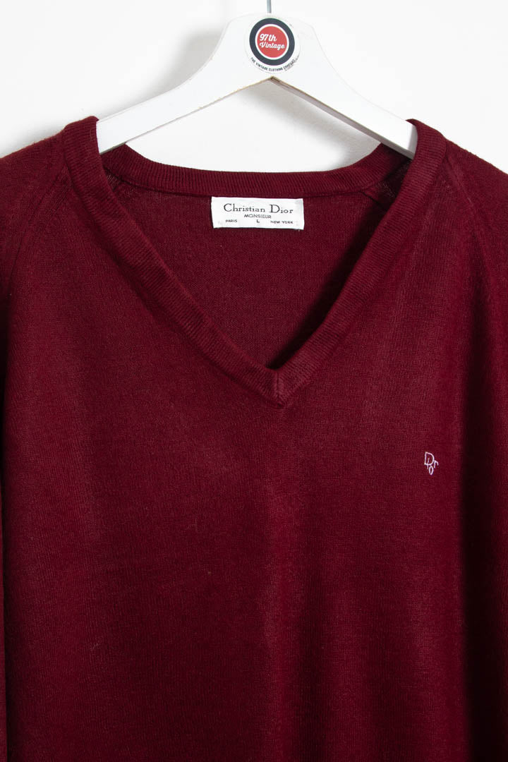 Image of Christian Dior V Neck Knitted Jumper (L)