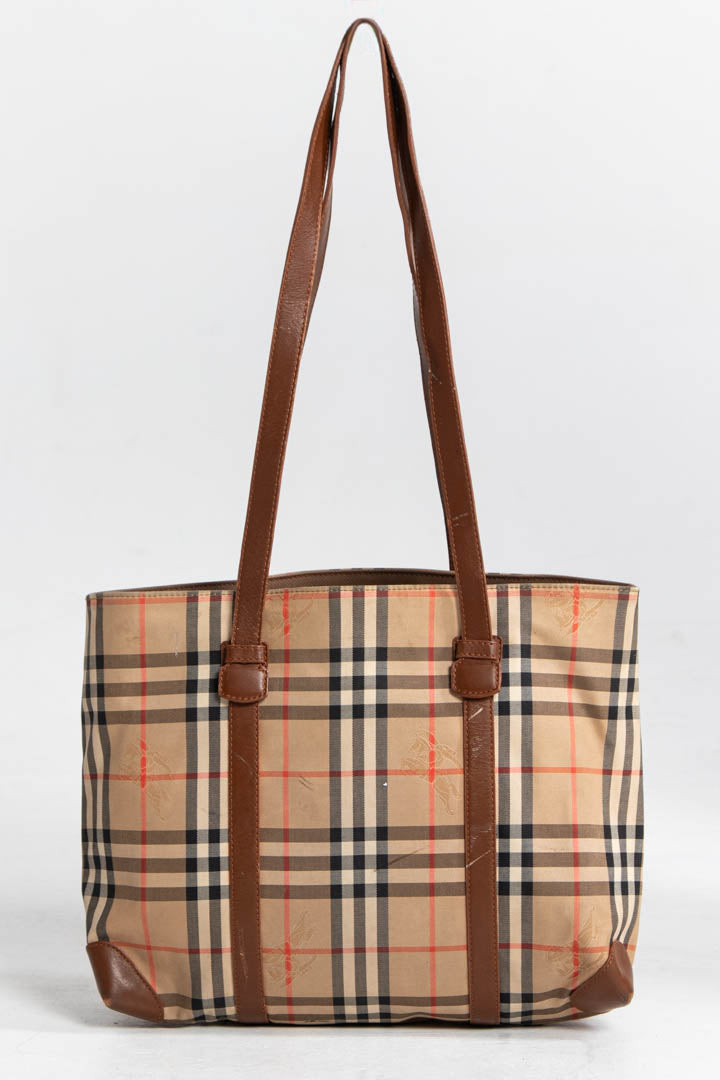 Image of Burberry Haymarket Check Tote Bag