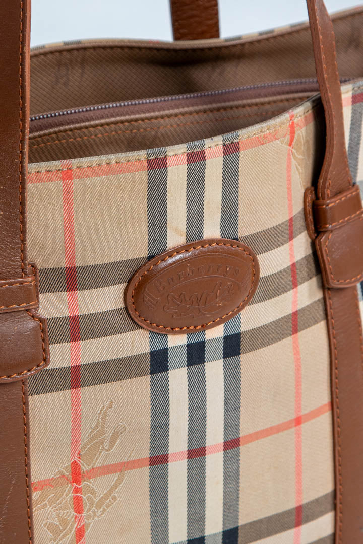 Image of Burberry Haymarket Check Tote Bag