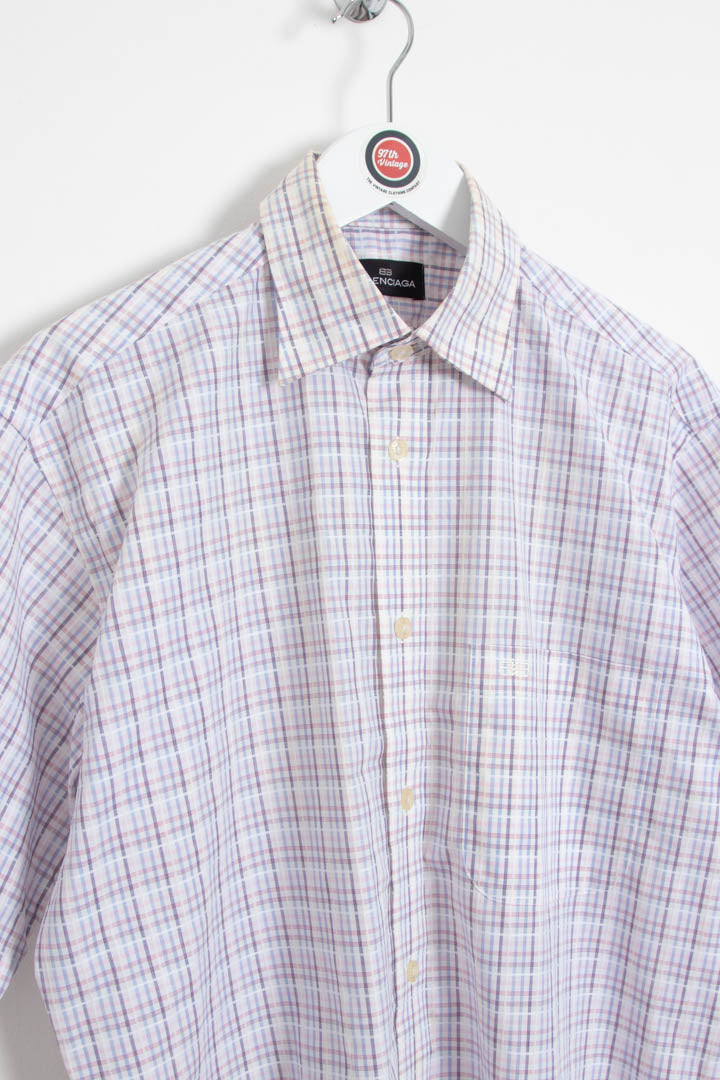 Image of Balenciaga Short Sleeve Checkered Shirt (S)