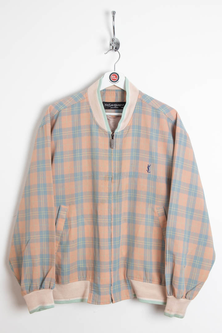 YSL ジャケット M Saint Laurent - Black Velvet YSL Logo Embroidered Varsity Jacket