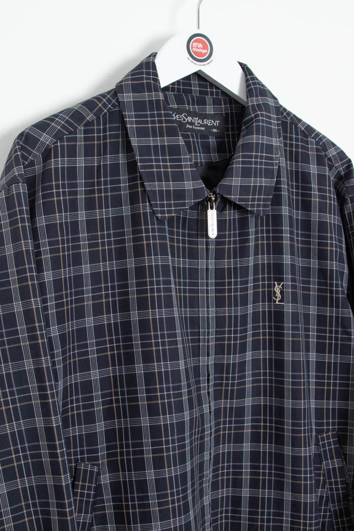 Image of YSL Checkered Harrington Jacket (S)