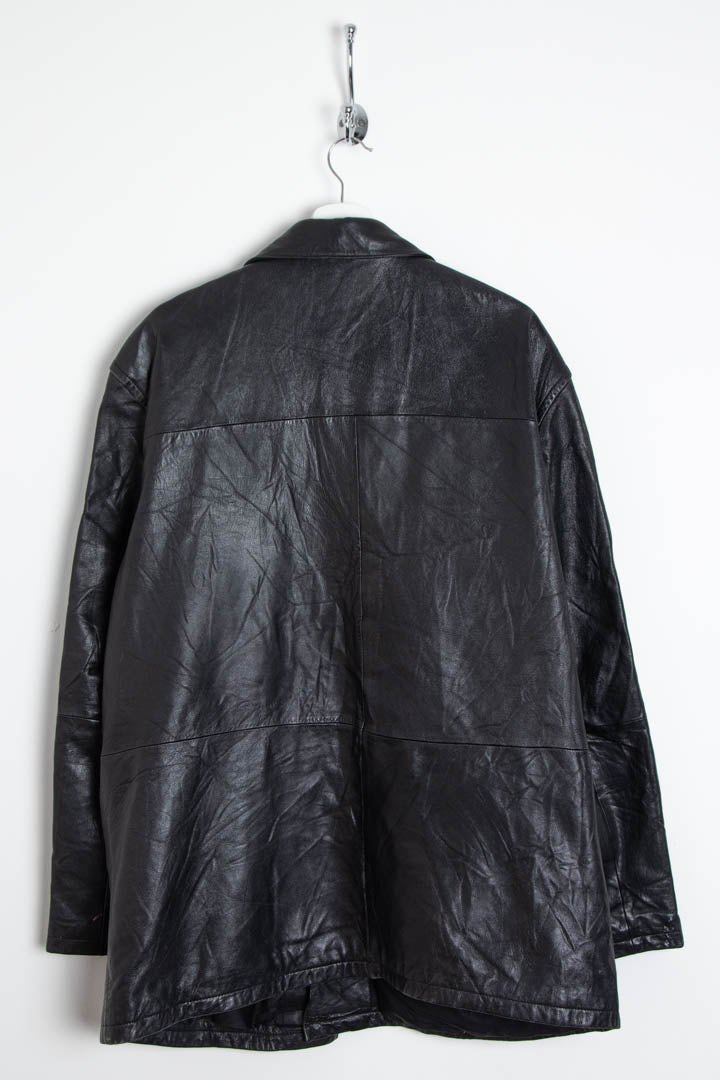 Image of Women's Black Leather Coat (XL)